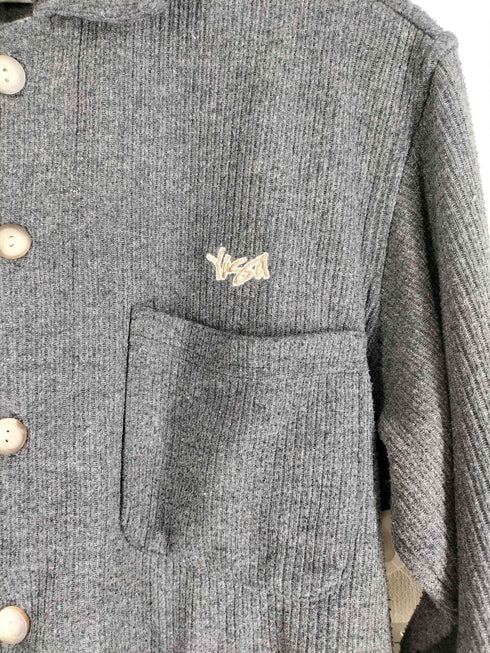 YAGA 80-90s USA製 ロゴ刺繍 リブニットシャツカーディガン メンズ import:M