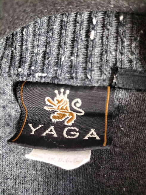 YAGA 80-90s USA製 ロゴ刺繍 リブニットシャツカーディガン メンズ import:M