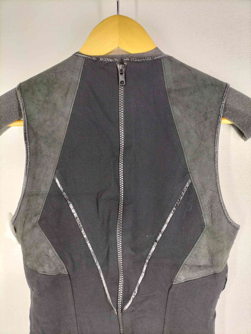 ヘルムートラング HELMUT LANG レザー切替 パイピング タイトワンピース チュニック レディース