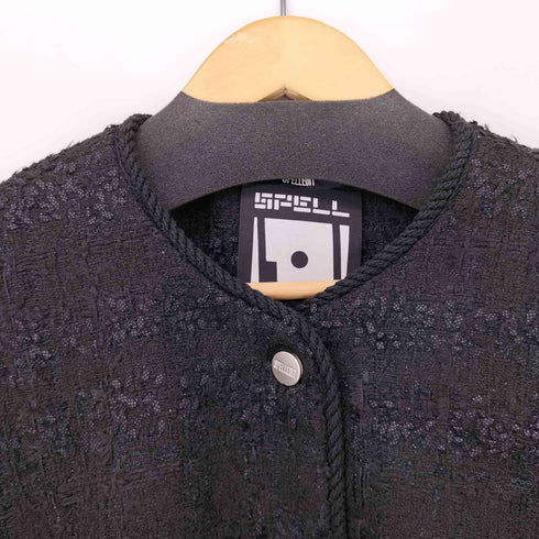 SPELLEDIT ウールツィードノーカラージャケット レディース