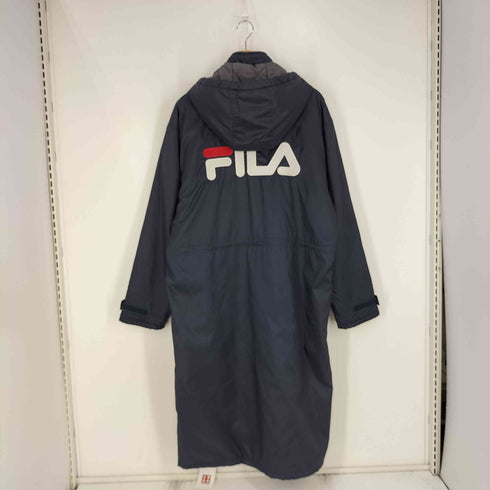フィラ FILA ロゴ刺繍 フード着脱 裏地ボア キルティング ベンチコート メンズ JPN:L