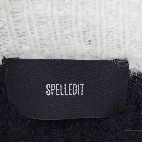 SPELLEDIT ウールモヘアパイピングノーカラーカーディガン レディース
