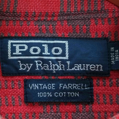 ポロバイラルフローレン Polo by RALPH LAUREN インド製 VINTAGE FARREL チェック柄 2ポケット フランネルシャツ ネルシャツ メンズ import:L