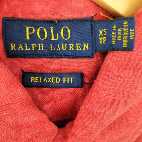 ポロラルフローレン POLO RALPH LAUREN インド製 RELAXDE FIT リラックス フィット ロゴ刺繍 現行タグリネンシャツ メンズ import:XS
