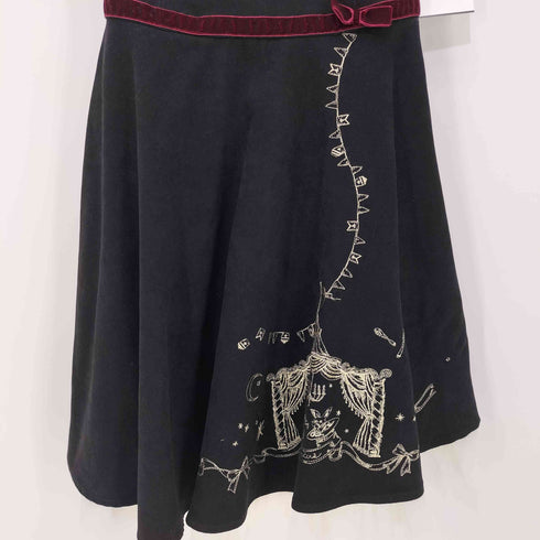 シークレットハニーバイハニーバンチ Secret Honey by Honey Bunch ベロア フリル リボン付き 刺繍 ショートスリーブワンピース レディース JPN:2