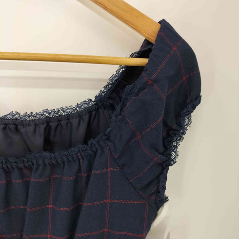シークレットハニーバイハニーバンチ Secret Honey by Honey Bunch チェック柄 遊園地プリント フリル ノースリーブワンピース レディース JPN:2