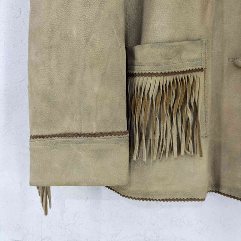 ラルフローレン RALPH LAUREN フリンジ レザー ウエスタンジャケット レディース import:M