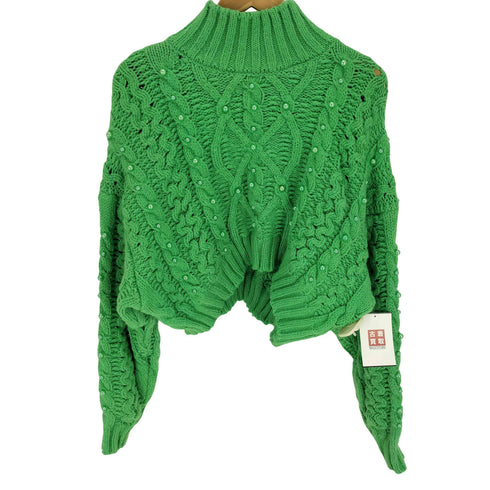 ザラ ZARA クロップド パール ケーブル ニット レディース import:M