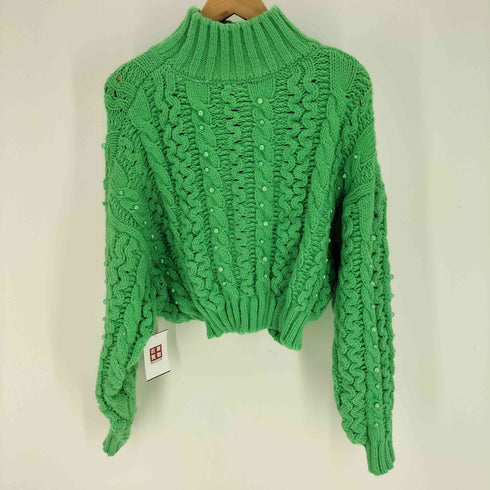 ザラ ZARA クロップド パール ケーブル ニット レディース import:M