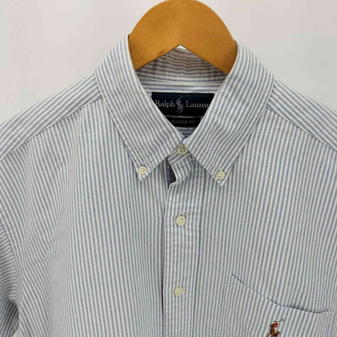 ラルフローレン RALPH LAUREN CLASSIC FIT ポニー刺繍 ストライプ ボタンダウン S/S シャツ メンズ import:L