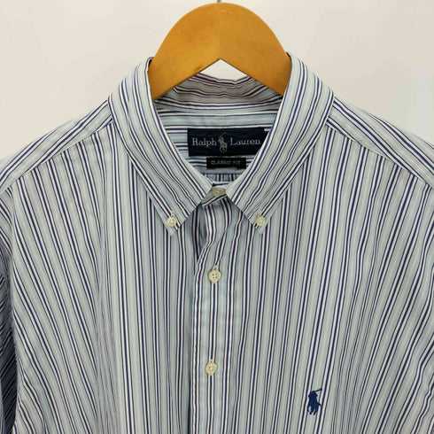 ラルフローレン RALPH LAUREN CLASSIC FIT ポニー刺繍 ストライプ ボタンダウン L/S シャツ メンズ import:L