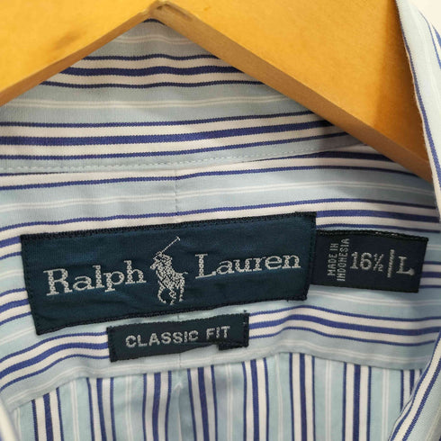 ラルフローレン RALPH LAUREN CLASSIC FIT ポニー刺繍 ストライプ ボタンダウン L/S シャツ メンズ import:L