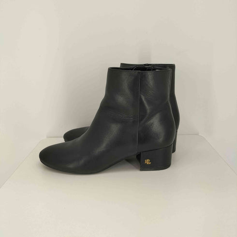 ローレンラルフローレン LAUREN RALPH LAUREN ロゴ刻印 サイドジップ レザー ショート ブーツ レディース 8B