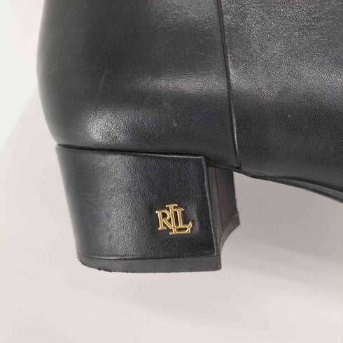 ローレンラルフローレン LAUREN RALPH LAUREN ロゴ刻印 サイドジップ レザー ショート ブーツ レディース 8B