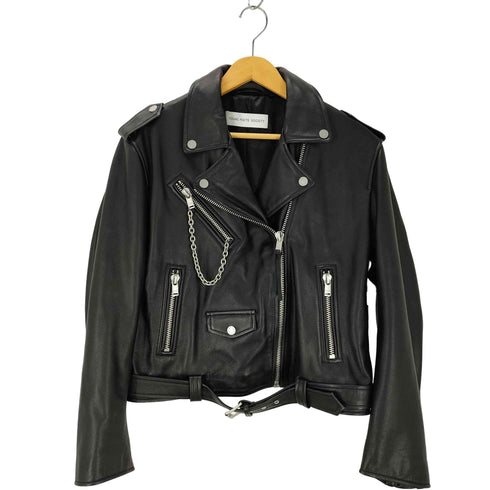 young poets society Leather jacket Elea rough boxy chain 223 black レディース import:XL