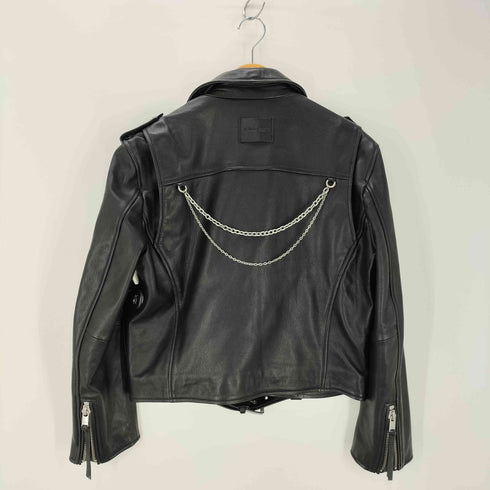 young poets society Leather jacket Elea rough boxy chain 223 black レディース import:XL