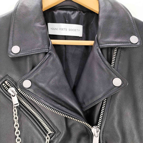 young poets society Leather jacket Elea rough boxy chain 223 black レディース import:XL