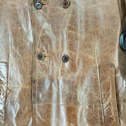 costume homme made in italy レザー ハーフコート メンズ 46