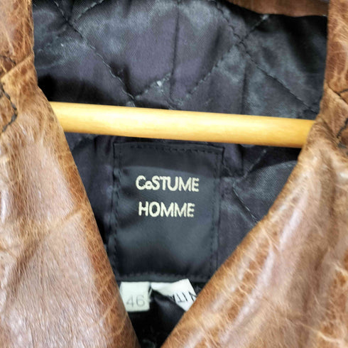 costume homme made in italy レザー ハーフコート メンズ 46