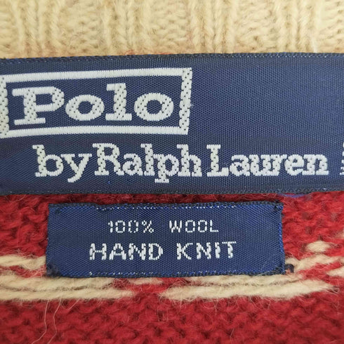 ポロバイラルフローレン Polo by RALPH LAUREN 90s HANDKNIT ウール100 ノルディック柄 ハンドニット メンズ import:L