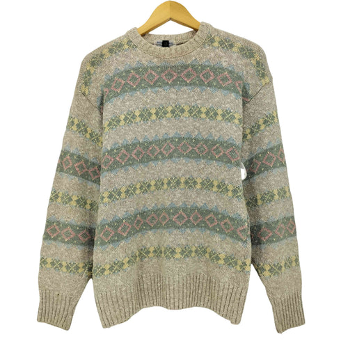 ブルックスブラザーズ BROOKS BROTHERS 英国製 コットンリネン 総柄ニット メンズ import:M