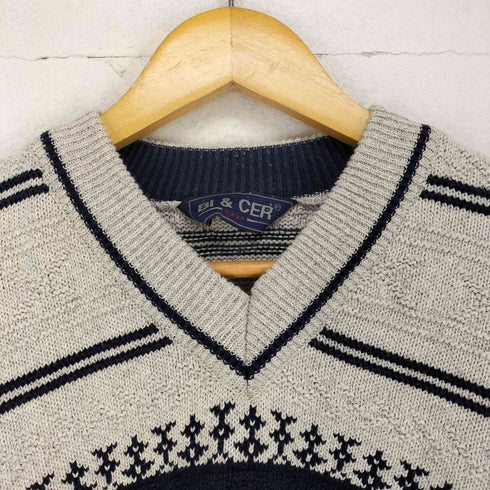 BI&CER ノルディック柄Vネックニット メンズ