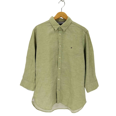 トミーヒルフィガー TOMMY HILFIGER COTTON LINEN 刺繍ロゴ シャツ メンズ XL