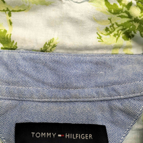 トミーヒルフィガー TOMMY HILFIGER CUSTOM FIT ヤシの木 半袖 ボタンダウンシャツ メンズ L