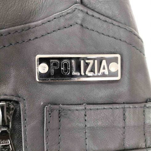 イタリア警察 ライナー付き レザーハーフコート メンズ