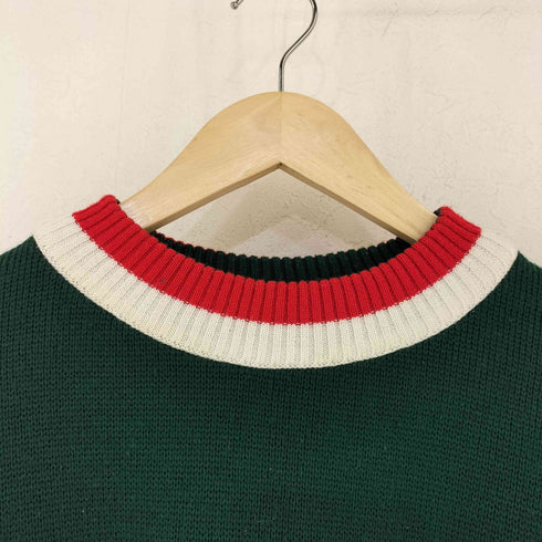企業ロゴ刺繍 ウール混 マルチカラー アクリルニット メンズ