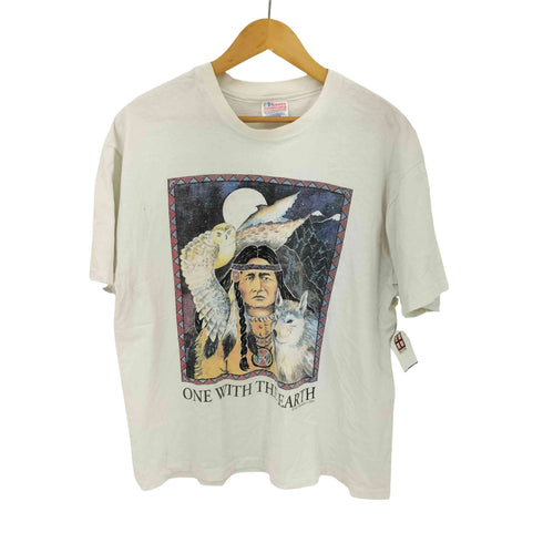 ヘインズ Hanes 90S ONE WITH THE EARTHプリント Tシャツ シングルステッチ コピーライト1992 HUMA-I-TEES メンズ import:L