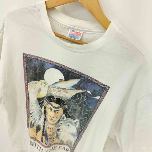 ヘインズ Hanes 90S ONE WITH THE EARTHプリント Tシャツ シングルステッチ コピーライト1992 HUMA-I-TEES メンズ import:L