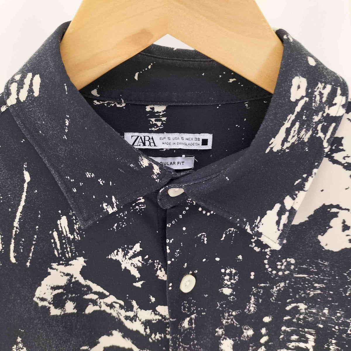 ザラ ZARA ABSTRACT PRINT STRETCH SHIRT アブストラクト プリント ストレッチ シャツ メンズ import –  ブランド古着買取販売バズストア