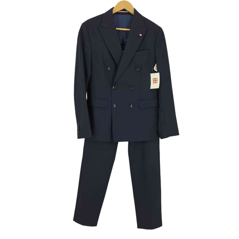 トミーヒルフィガー TOMMY HILFIGER 18AW ロゴ 装飾 ダブルブレスト テーラードジャケット ノータック スラックス スーツセットアップ メンズ 44