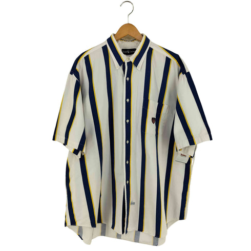 ラルフローレン RALPH LAUREN エンブレム刺繍 太ストライプ S/Sシャツ メンズ import:XL