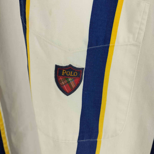 ラルフローレン RALPH LAUREN エンブレム刺繍 太ストライプ S/Sシャツ メンズ import:XL