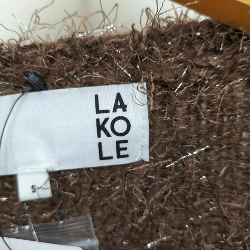 ラコレ LAKOLE ラメフェザーVネックカーディガン レディース S