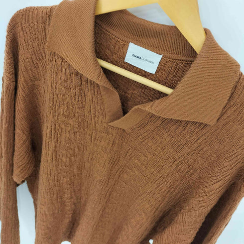 エマクローズ EMMA CLOTHES ジャガードスキッパールーズニットポロシャツ メンズ JPN:M