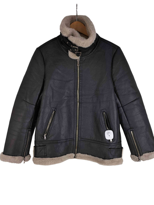ザラ ZARA フェイクレザー コーティング ムートンジャケット レディース import:M