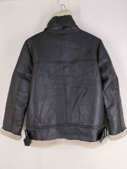 ザラ ZARA フェイクレザー コーティング ムートンジャケット レディース import:M