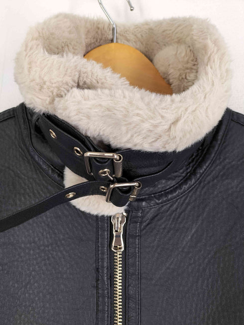 ザラ ZARA フェイクレザー コーティング ムートンジャケット レディース import:M