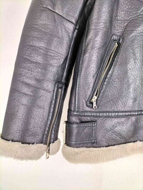 ザラ ZARA フェイクレザー コーティング ムートンジャケット レディース import:M