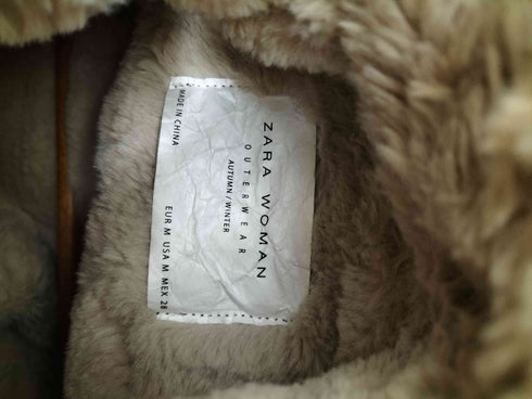 ザラ ZARA フェイクレザー コーティング ムートンジャケット レディース import:M
