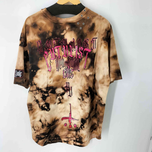カタリスト CVTVLIST 24SS Ambigram Tee ブリーチ加工ロゴ刺繍 S/Sカットソー リベット メンズ JPN:1
