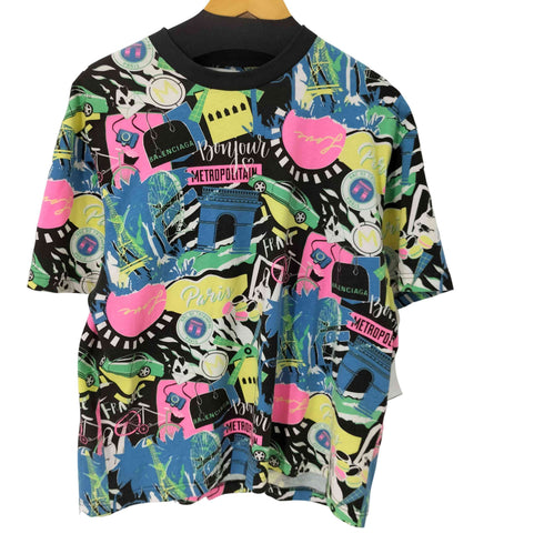 バレンシアガ BALENCIAGA 総柄 グラフィックプリントS/Sカットソー マルチカラー メンズ JPN:M