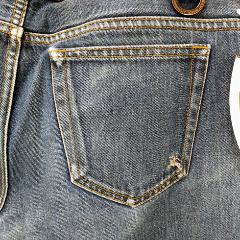 バーバリーブラックレーベル BURBERRY BLACK LABEL ロゴ刺繍 裏地チェック デニムパンツ レディース