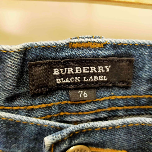 バーバリーブラックレーベル BURBERRY BLACK LABEL ロゴ刺繍 裏地チェック デニムパンツ レディース