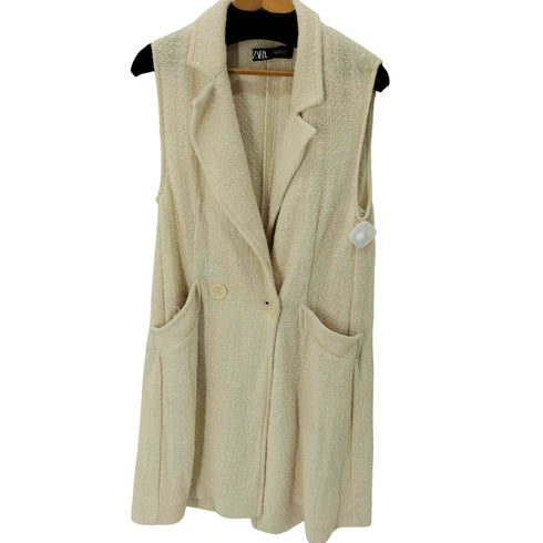 ザラ ZARA コットンロングベスト ジレ レディース import:M
