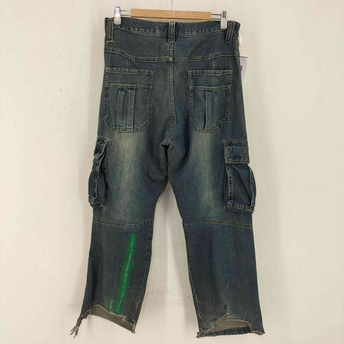 ピコ PIKO 90-00s エンボスx刺繍ロゴ ワイドデニムカーゴパンツ BBOY サーフ メンズ JPN:L
