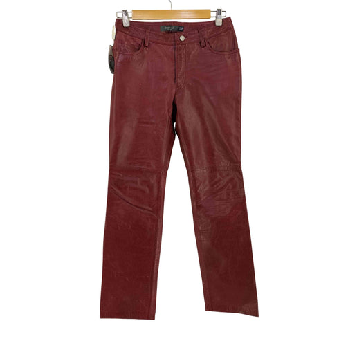 ギャップ Gap 00s 00AW boot cut LEATHER ジッパーフライ ブーツカットレザーパンツ ワインレッド メンズ 4